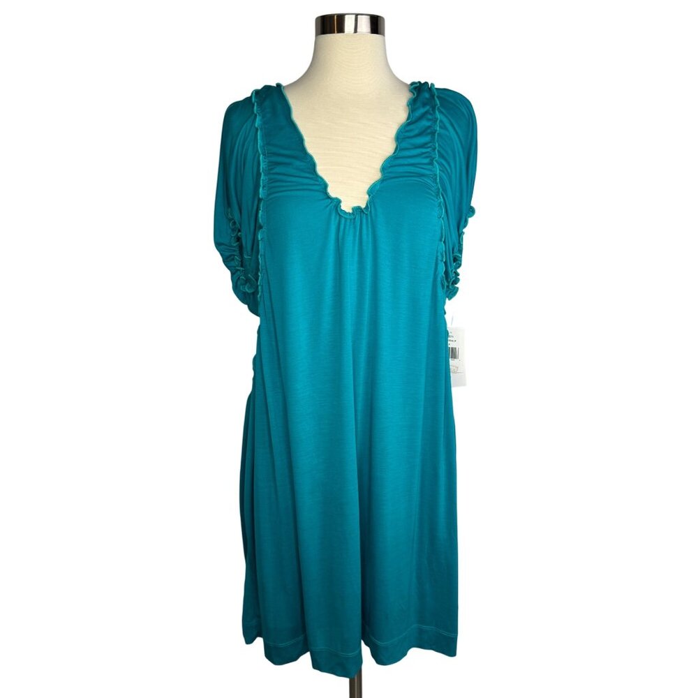 Vintage French Connection Double Layered V-Neck Stretchy Shift Dress Size 6